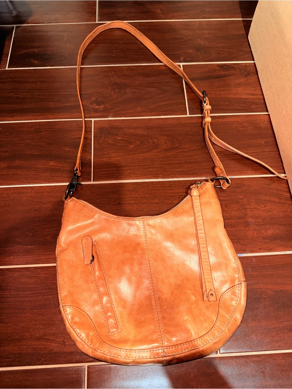 FRYE Tan Leather Crossbody Bag